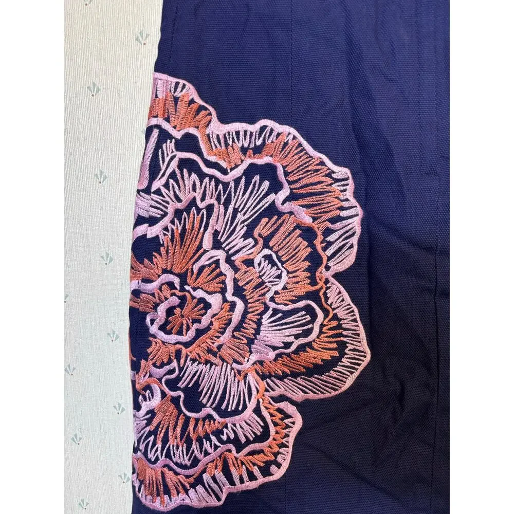 Lilly Pulitzer Floral Embroidered Bowen Strapless Dress 2 Indigo Blue Preppy - Picture 3 of 7